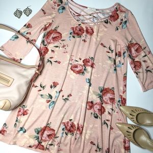 12PM by Mon Ami 3/4 Sleeve Pink Floral Blouse